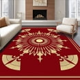 thumbnail image 1 of ODIKA 2'x3' Machine Washable Non-Slip Area Rug, Art Sunburst with Radiating Fan Motif Accents High Traffic Rug with Pad, Red, 731305, 1 of 8