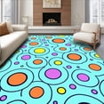 thumbnail image 1 of ODIKA 2'x3' Machine Washable Non-Slip Area Rug, Artful Cartoon Spot Parade with Whimsical Swirl and Dots High Traffic Rug, Blue, 722289, 1 of 7
