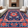 thumbnail image 1 of ODIKA 2'x3' Machine Washable Non-Slip Area Rug, Artisan Botanical Scrollwork Design High Traffic Rug with Pad, Red, 370721, 1 of 8