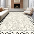 thumbnail image 1 of ODIKA 2'x3' Machine Washable Non-Slip Area Rug, Artisan Chainlink Interlock Inspired by Vintage Scrollwork High Traffic Rug with Pad, Ivory, 660409, 1 of 8