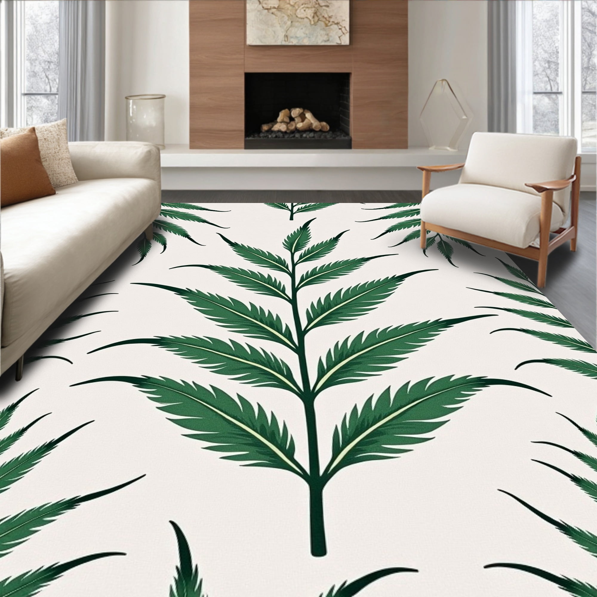 ODIKA 2x3 Machine Washable Non-Slip Area Rug, Artisan Fern Swirl High ...