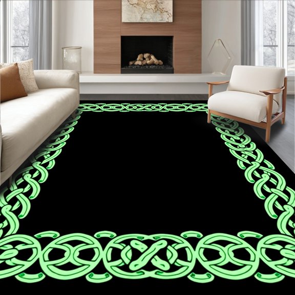 ODIKA 2x3 Machine Washable Non-Slip Area Rug, Artisan Interlocking Braid Knot High Traffic Rug, Green, 518690