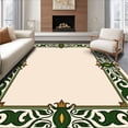 thumbnail image 1 of ODIKA 2'x3' Machine Washable Non-Slip Area Rug, Artisan Scrollwork Floral with Baroque Leaf Embellishments High Traffic Rug with Pad, Green, 562312, 1 of 8