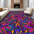 thumbnail image 1 of ODIKA 2'x3' Machine Washable Non-Slip Area Rug, Artistic Floral Burst with Rich Color Variations High Traffic Rug, Pink, 350696, 1 of 7