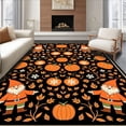 thumbnail image 1 of ODIKA 2'x3' Machine Washable Non-Slip Area Rug, Autumn Gnome Gathering with Pumpkins and Snowflake Motifs High Traffic Rug with Pad, Black, 605092, 1 of 8
