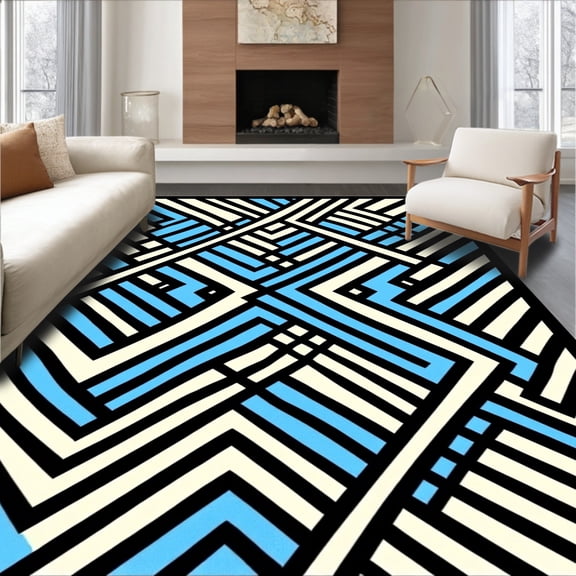 ODIKA 2x3 Machine Washable Non-Slip Area Rug, Aztec Zigzag with Bold Chevron Stripes High Traffic Rug, Multi, 495650