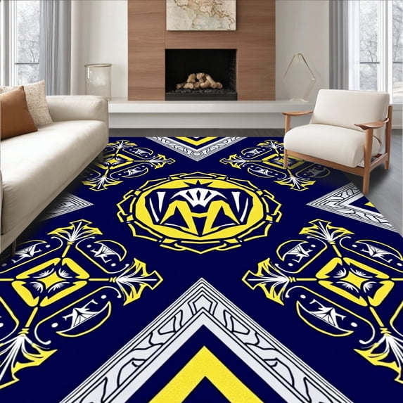 ODIKA 2'x3' Machine Washable Non-Slip Area Rug, Badge Household Entryway Supporter Memorabilia Decoration High Traffic Rug, Blue, 669489