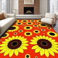 thumbnail image 1 of ODIKA 2'x3' Machine Washable Non-Slip Area Rug, Blooming Sunflower Field Bath with Vibrant Petals Design High Traffic Rug, Red, 703360, 1 of 7