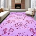 thumbnail image 1 of ODIKA 2'x3' Machine Washable Non-Slip Area Rug, Blossom Tree Skirt with Romantic Floral Valentine Motifs High Traffic Rug with Pad, Purple, 631797, 1 of 8