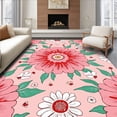 thumbnail image 1 of ODIKA 2'x3' Machine Washable Non-Slip Area Rug, Blossoming Peony Medallion with Whimsical Petal Motifs High Traffic Rug with Pad, Pink, 467590, 1 of 8
