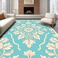 thumbnail image 1 of ODIKA 2'x3' Machine Washable Non-Slip Area Rug, Bohemian Chic Damask Whimsical Transitional Blooming Garden High Traffic Rug with Pad, Turquoise, 581615, 1 of 8