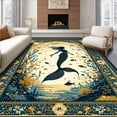 thumbnail image 1 of ODIKA 2'x3' Machine Washable Non-Slip Area Rug, Rustic Ocean Wave Motif High Traffic Rug with Pad, Gold, 30593, 1 of 8