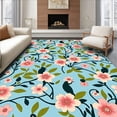 thumbnail image 1 of ODIKA 2'x3' Machine Washable Non-Slip Area Rug, Botanical Aviary Reverie with Parrot and Blossoming Branches High Traffic Rug, Pink, 477931, 1 of 7