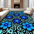 thumbnail image 1 of ODIKA 2'x3' Machine Washable Non-Slip Area Rug, Botanical Bloom Medley with Interlocking Petal Motifs and Artistic Swirls High Traffic Rug with Pad, Black, 733669, 1 of 8
