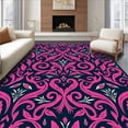 thumbnail image 1 of ODIKA 2'x3' Machine Washable Non-Slip Area Rug, Botanical Fern Scrolls with Elegant Leaf Filigree Motif High Traffic Rug, Pink, 535733, 1 of 7