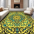 thumbnail image 1 of ODIKA 2'x3' Machine Washable Non-Slip Area Rug, Botanical Flourish with Ornate Leafy Swirls High Traffic Rug, Yellow, 539304, 1 of 7