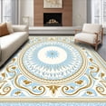 thumbnail image 1 of ODIKA 2'x3' Machine Washable Non-Slip Area Rug, Botanical Medallion Scrollwork with Stylized Petals and Vines High Traffic Rug, Light Blue, 522452, 1 of 7