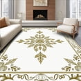 thumbnail image 1 of ODIKA 2'x3' Machine Washable Non-Slip Area Rug, Botanical Medallion with Stylized Floral Interlocking Accents High Traffic Rug with Pad, Gold, 468977, 1 of 8