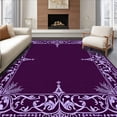 thumbnail image 1 of ODIKA 2'x3' Machine Washable Non-Slip Area Rug, Botanical Vine Trellis with Elegant Curving Foliage High Traffic Rug, Purple, 447529, 1 of 7