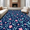 thumbnail image 1 of ODIKA 2'x3' Machine Washable Non-Slip Area Rug, Botanical Vinework with Flowing Petal Details and Delicate Leaf Embellishments High Traffic Rug, Blue, 569756, 1 of 7