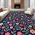 thumbnail image 1 of ODIKA 2'x3' Machine Washable Non-Slip Area Rug, Botanical with Playful Fruit and Wildflower Arrangements High Traffic Rug with Pad, Blue, 537018, 1 of 8