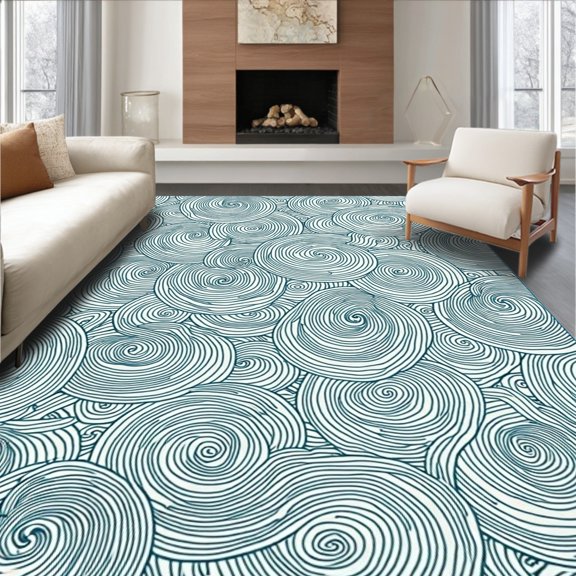 ODIKA 2x3 Machine Washable Non-Slip Area Rug, Braided Rope Spiral Machine Entrance with Twisted Coils High Traffic Rug, Blue, 547614
