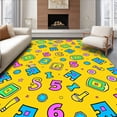 thumbnail image 1 of ODIKA 2'x3' Machine Washable Non-Slip Area Rug, Bright Play with Fun Alphabet Characters and Number Graphics High Traffic Rug, Yellow, 699389, 1 of 7