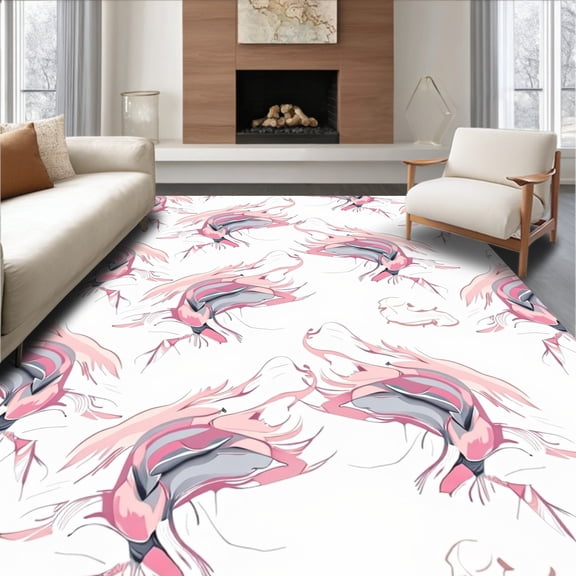 ODIKA 2x3 Machine Washable Non-Slip Area Rug, Brushstroke with Muted Pastel Highlights High Traffic Rug, Pink, 372797