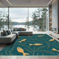 thumbnail image 1 of ODIKA 2'x3' Machine Washable Non-Slip Area Rug, Cabin Retreat Fish & Foliage Motif High Traffic Rug with Pad, Blue, 915989, 1 of 8
