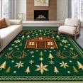 thumbnail image 1 of ODIKA 2'x3' Machine Washable Non-Slip Area Rug, Cabin Snowflake Wreath Traditional Yuletide Floor High Traffic Rug with Pad, Green, 623056, 1 of 8