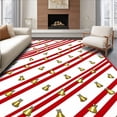 thumbnail image 1 of ODIKA 2'x3' Machine Washable Non-Slip Area Rug, Cane Stripe Holiday Entrance Duo with Jingle Bell Accents High Traffic Rug with Pad, Red, 630244, 1 of 8