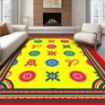 thumbnail image 1 of ODIKA 2'x3' Machine Washable Non-Slip Area Rug, Cane Stripe Medallion Joyful Season Accent High Traffic Rug, Yellow, 611167, 1 of 5
