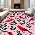 thumbnail image 1 of ODIKA 2'x3' Machine Washable Non-Slip Area Rug, Cardinal Applique Kit Winter Woodland Stitching High Traffic Rug, Pink, 646148, 1 of 7