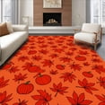 thumbnail image 1 of ODIKA 2'x3' Machine Washable Non-Slip Area Rug, Cartoon Leaf Mosaic with Autumn Pumpkin Accents High Traffic Rug, Orange, 601664, 1 of 7