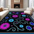 thumbnail image 1 of ODIKA 2'x3' Machine Washable Non-Slip Area Rug, Celestial Cat Dreamscape with Hummingbird and Radiant Florals High Traffic Rug with Pad, Black, 650187, 1 of 8