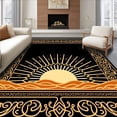 thumbnail image 1 of ODIKA 2'x3' Machine Washable Non-Slip Area Rug, Celestial Horizon Interlocking Sun with Whimsical Swirls High Traffic Rug, Black, 596896, 1 of 7