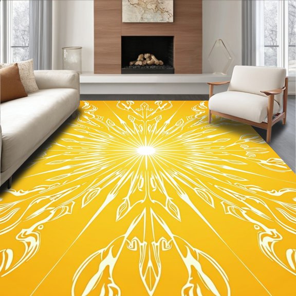 ODIKA 2x3 Machine Washable Non-Slip Area Rug, Celestial Starburst Mystical Enchanted Magical Dreamlike Fantasy High Traffic Rug, Orange, 461784