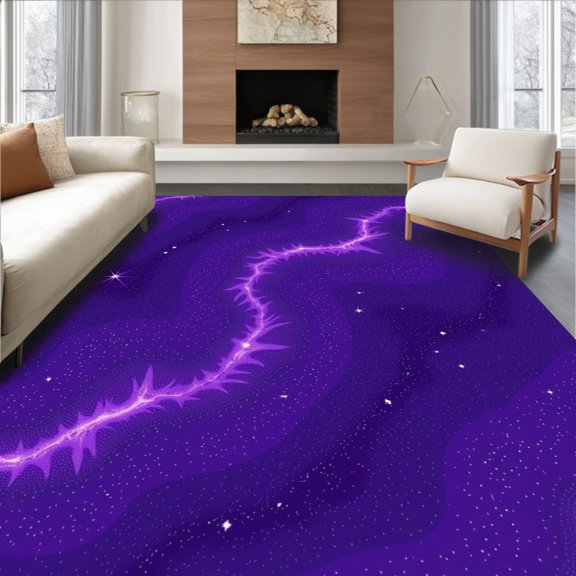 ODIKA 2x3 Machine Washable Non-Slip Area Rug, Celestial Starlight Cascade Dream Wonderland High Traffic Rug, Purple, 447503