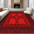 thumbnail image 1 of ODIKA 2'x3' Machine Washable Non-Slip Area Rug, Celtic Knot Interlaced Throw with Anti Slip Technology High Traffic Rug with Pad, Red, 528555, 1 of 8