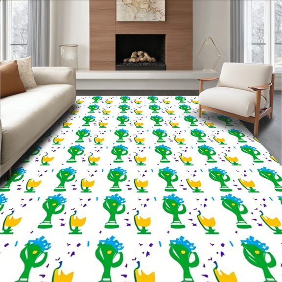 ODIKA 2x3 Machine Washable Non-Slip Area Rug, Championship Lane Design High Traffic Rug, Green, 674681