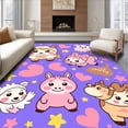 thumbnail image 1 of ODIKA 2'x3' Machine Washable Non-Slip Area Rug, Charming Barnyard Friends Indoor with Animated Livestock Graphics High Traffic Rug, Purple, 681305, 1 of 7
