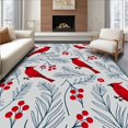 thumbnail image 1 of ODIKA 2'x3' Machine Washable Non-Slip Area Rug, Charming Winter Cardinals with Berry Clusters Decorative Motif High Traffic Rug, Red, 631453, 1 of 7