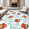 thumbnail image 1 of ODIKA 2'x3' Machine Washable Non-Slip Area Rug, Cheerful Fish Parade with Dancing Fins and Splashing Water Drops High Traffic Rug with Pad, Orange, 726038, 1 of 8