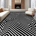 thumbnail image 1 of ODIKA 2'x3' Machine Washable Non-Slip Area Rug, Zigzag Shag Contemporary Wave Design High Traffic Rug with Pad, Black, 557764, 1 of 8
