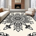 thumbnail image 1 of ODIKA 2'x3' Machine Washable Non-Slip Area Rug, Chic Dreamscape Interlocking Lotus Emblem High Traffic Rug, Black, 482690, 1 of 7