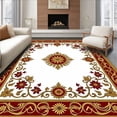 thumbnail image 1 of ODIKA 2'x3' Machine Washable Non-Slip Area Rug, Classic Baroque Garden Scrollwork with Botanical Ornamentation High Traffic Rug, Red, 611732, 1 of 7