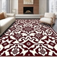 thumbnail image 1 of ODIKA 2'x3' Machine Washable Non-Slip Area Rug, Classic Damask Featuring Festive Pinecone High Traffic Rug, Brown, 614547, 1 of 7