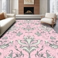 thumbnail image 1 of ODIKA 2'x3' Machine Washable Non-Slip Area Rug, Classic Floral Damask Motif Enhanced by Subtle Pastel Filigree Detailing High Traffic Rug with Pad, Pink, 542117, 1 of 8