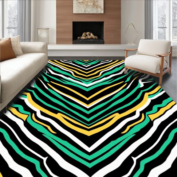 ODIKA 2'x3' Machine Washable Non-Slip Area Rug, Classic Gridiron Design Featuring Dynamic Diagonal Lines High Traffic Rug, Black, 671436