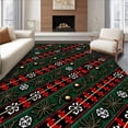 thumbnail image 1 of ODIKA 2'x3' Machine Washable Non-Slip Area Rug, Classic Holiday Plaid with Evergreen Branches and Ornament Details High Traffic Rug with Pad, Green, 654395, 1 of 8